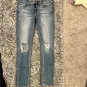Rag & Bone Jean Distressed Skinny Jeans Medium Wash Blue Denim Size 28